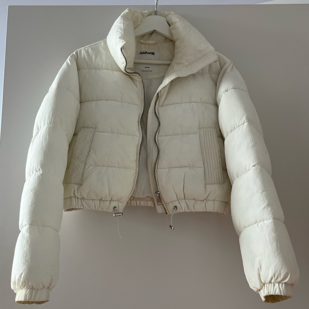 White crop puffer jacket for girls in size XS from Garage